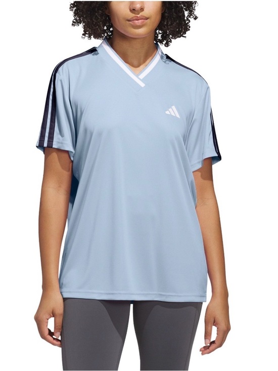 adidas Tops - adidas Ice Blue V-Neck Short Sleeve Women's Jersey with Navy Stripes